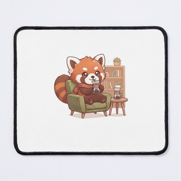 Item preview, Cozy Red Panda Drinking Pour Over Coffee in Armchair designed and sold by GraphiteRealm.