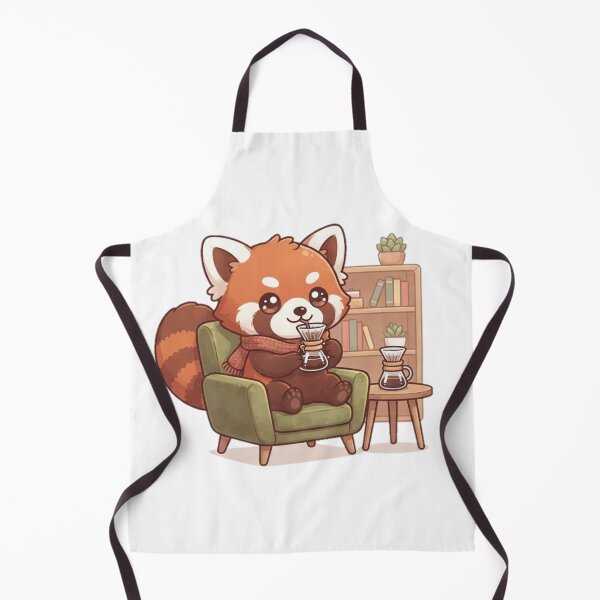 Item preview, Cozy Red Panda Drinking Pour Over Coffee in Armchair designed and sold by GraphiteRealm.