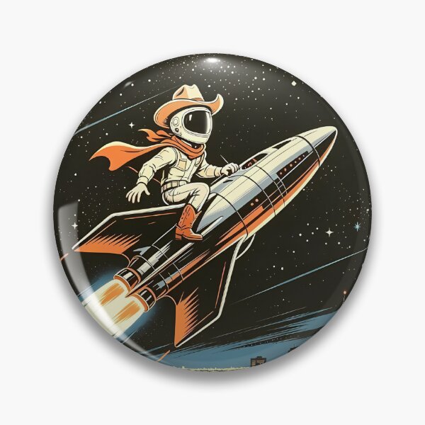 Item preview, Space Cowboy Riding Rocket Beyond The Sky Retro Vintage Poster designed and sold by FerretSpark.