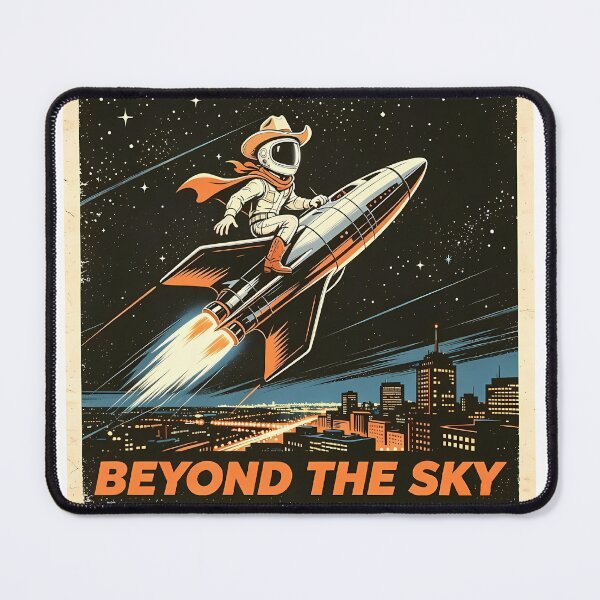 Item preview, Space Cowboy Riding Rocket Beyond The Sky Retro Vintage Poster designed and sold by FerretSpark.