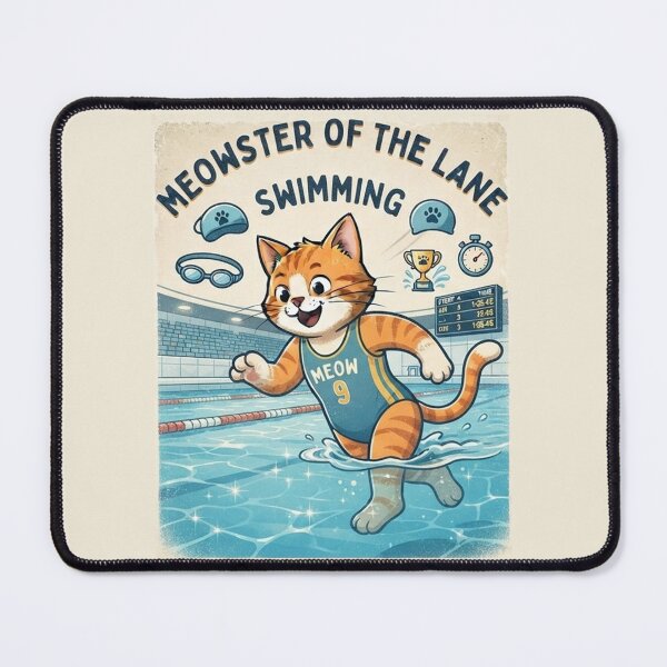 Item preview, Meowster of the Lane Swimming Cat - Cute Vintage Swimmer Cat Lover Gift designed and sold by PetalsPaws.