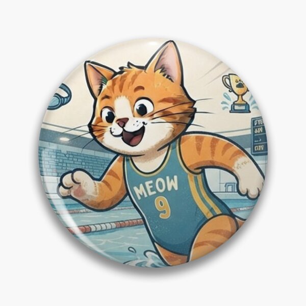 Item preview, Meowster of the Lane Swimming Cat - Cute Vintage Swimmer Cat Lover Gift designed and sold by PetalsPaws.