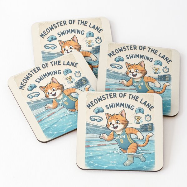 Item preview, Meowster of the Lane Swimming Cat - Cute Vintage Swimmer Cat Lover Gift designed and sold by PetalsPaws.