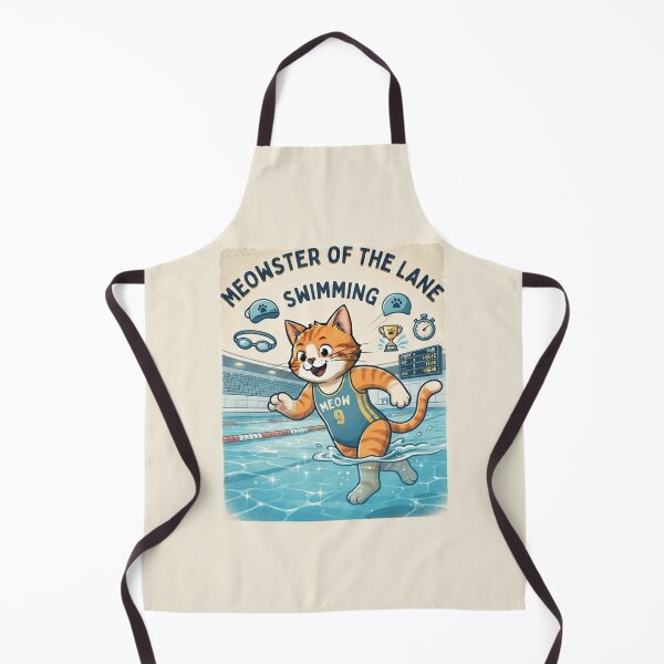 Item preview, Meowster of the Lane Swimming Cat - Cute Vintage Swimmer Cat Lover Gift designed and sold by PetalsPaws.
