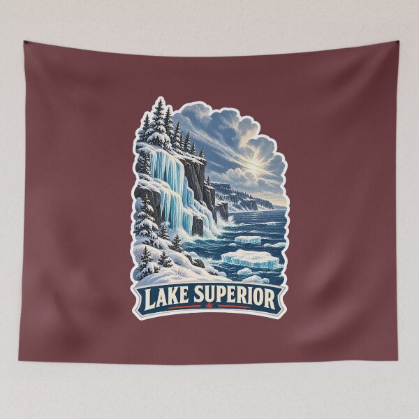 Item preview, Lake Superior Vintage Canadian Wilderness Great Lakes Print designed and sold by PinUpPizzazz.