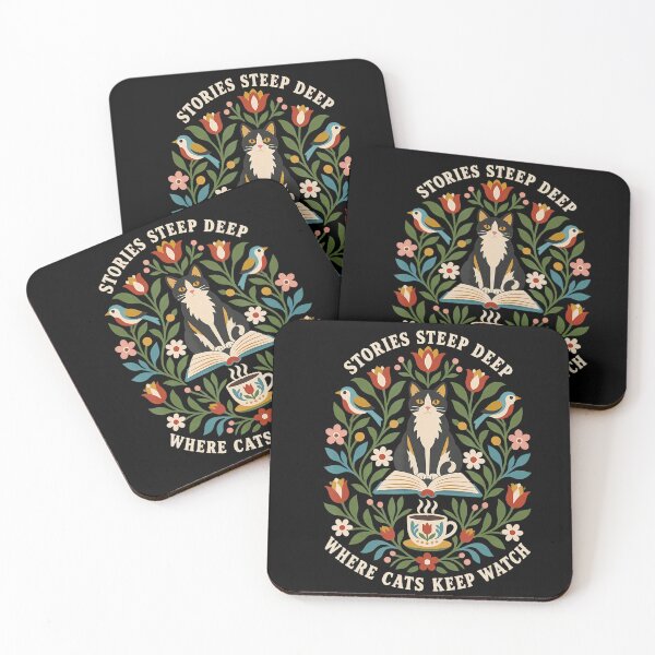 Item preview, Stories Steep Deep Reading Cat Folk Art designed and sold by NoeValdric.