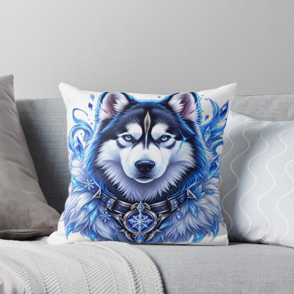 Item preview, Ice Crystal Husky Wolf Portrait | Fantasy Snow Wolf Art designed and sold by RobertArt08.