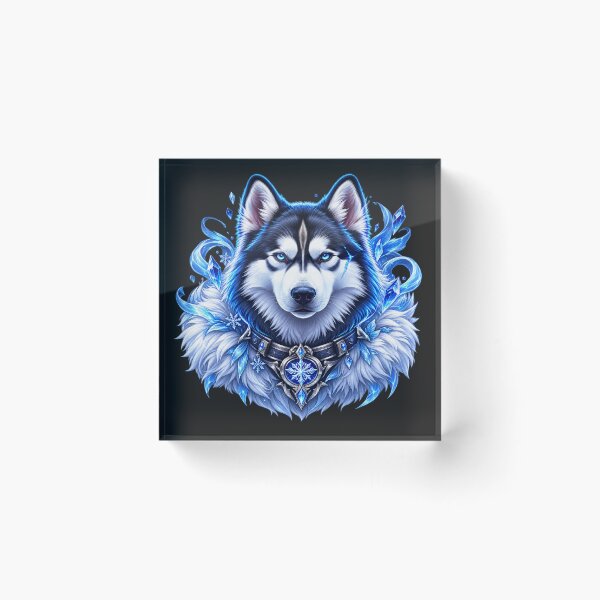 Item preview, Ice Crystal Husky Wolf Portrait | Fantasy Snow Wolf Art designed and sold by RobertArt08.