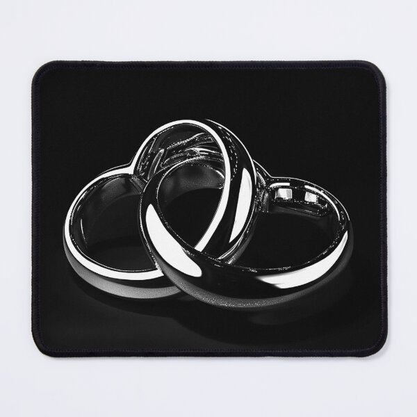Item preview, Interlocking Wedding Rings Eternal Love and Marriage Black and White Art designed and sold by inkoutninja.