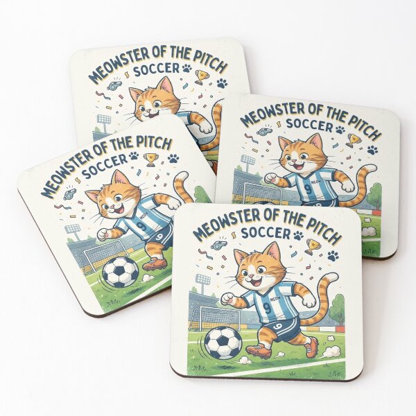 Item preview, Meowster of the Pitch Soccer Cat - Cute Vintage Footballer Cat Lover Gift designed and sold by PetalsPaws.