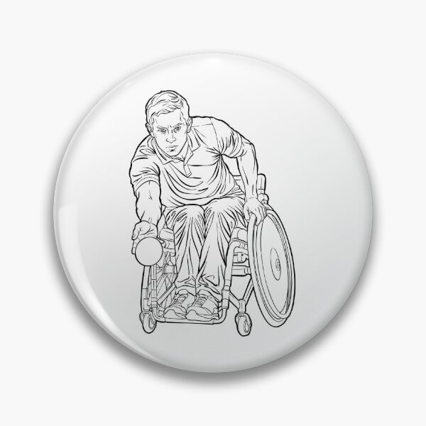 Item preview, Boccia Player Throwing Ball in Wheelchair Line Art Illustration, Adaptive Sports Athlete designed and sold by StairheadStore.