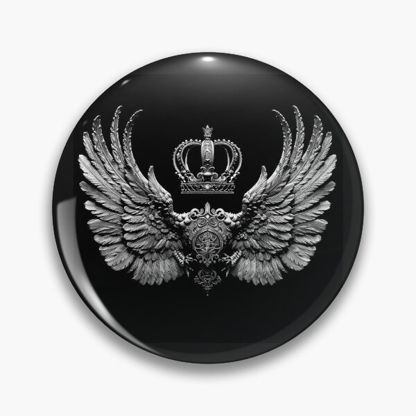 Item preview, Royal Crown with Angel Wings Gothic Heraldic Black and White Art designed and sold by inkoutninja.
