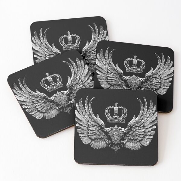 Item preview, Royal Crown with Angel Wings Gothic Heraldic Black and White Art designed and sold by inkoutninja.