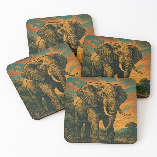 Item preview, Majestic Elephant Vintage Poster Illustration | Retro Wildlife Art | Powerful African Animal Design | Rustic Nature Wall Decor designed and sold by PaintedPixels01.
