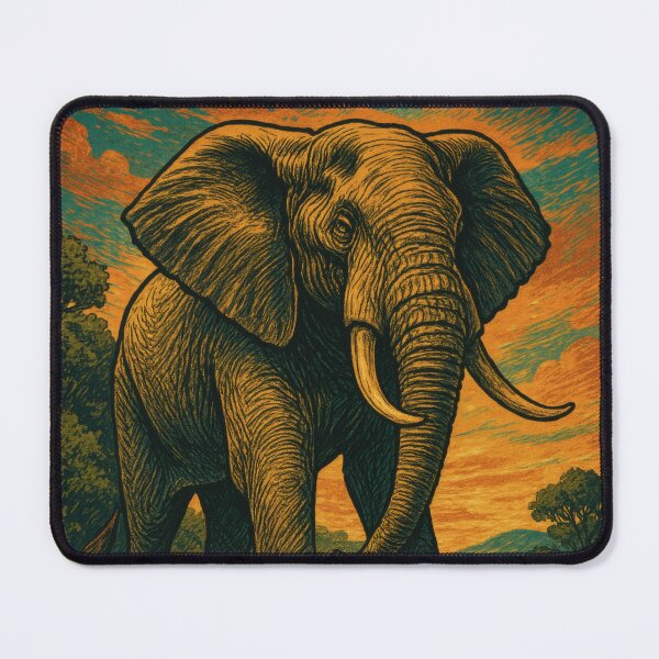 Item preview, Majestic Elephant Vintage Poster Illustration | Retro Wildlife Art | Powerful African Animal Design | Rustic Nature Wall Decor designed and sold by PaintedPixels01.