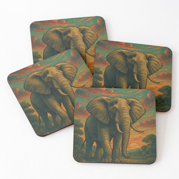 Item preview, Majestic Elephant Vintage Poster Illustration | Retro Wildlife Art | Powerful African Animal Design | Rustic Nature Wall Decor designed and sold by PaintedPixels01.