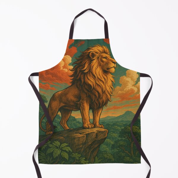 Item preview, Majestic Lion Overlook Vintage Poster | Retro Wildlife Illustration | Regal Big Cat Art | Bold Safari-Inspired Wall Decor designed and sold by PaintedPixels01.