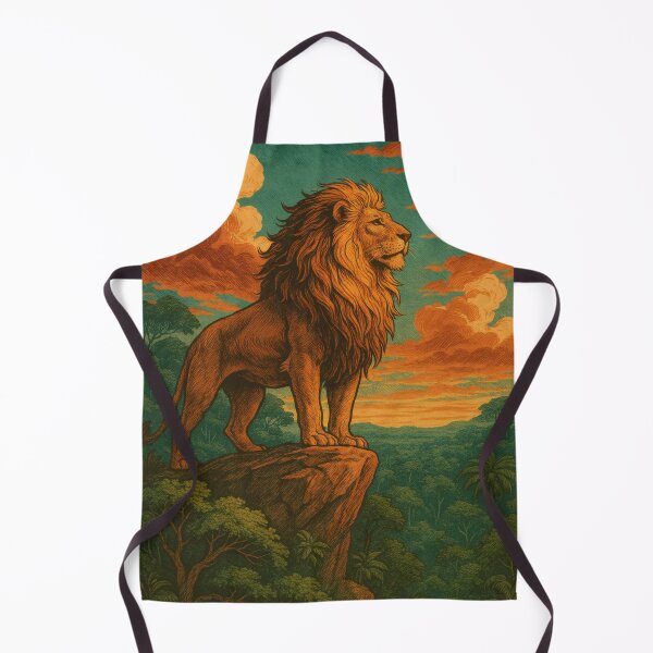 Item preview, Majestic Lion Overlook Vintage Poster | Retro Wildlife Illustration | Regal Big Cat Art | Bold Safari-Inspired Wall Decor designed and sold by PaintedPixels01.