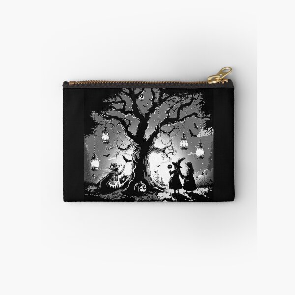 Item preview, Haunted Halloween Tree with Witches and Lanterns Spooky Pumpkin Night Art designed and sold by inkoutninja.
