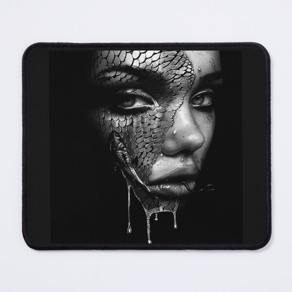 Item preview, Reptilian Woman Portrait Dark Fantasy Dragon Scale Face Art designed and sold by inkoutninja.