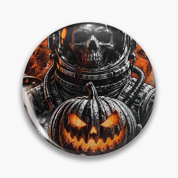 Item preview, "Trick or Die": Science Fiction and Horror Halloween Poster with Skull Astronaut and UFOs designed and sold by For Glory.