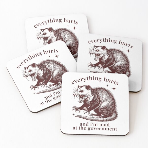 Item preview, Everything Hurts and I'm Mad At The Government Funny Possum T-Shirt designed and sold by KTY-NUSS.