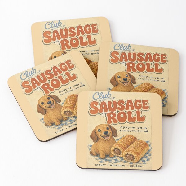 Item preview, Club Sausage Roll Sydney Melbourne Brisbane Retro Dachshund Bakery Australia designed and sold by Yellowriversss.