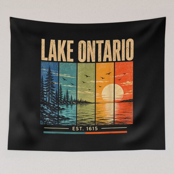 Item preview, Lake Ontario Canada Est 1615 Retro Vintage Canadian Pride designed and sold by KrushnaChandra.
