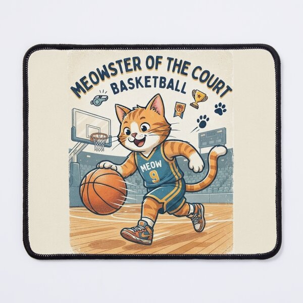 Item preview, Meowster of the Court Basketball Cat - Cute Vintage Basketballer Cat Lover Gift designed and sold by PetalsPaws.