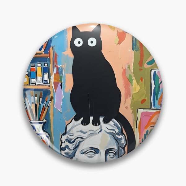 Item preview, Musical Black Cat Plucking Violin String Matisse Style Print designed and sold by DuckOddity.