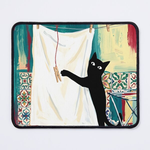 Item preview, Playful Black Cat Hiding in Laundry Matisse Style Art Print designed and sold by DuckOddity.