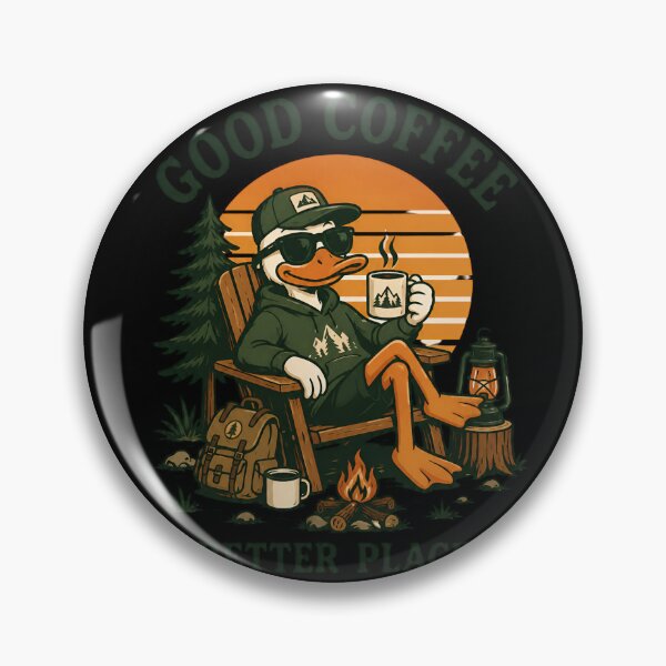 Item preview, Relaxing Adventurous Duck Camping with Coffee - Retro Style Illustration designed and sold by For Glory.