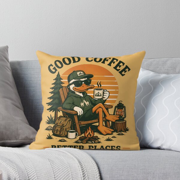 Artikelvorschau, Entspanntes, abenteuerliches Camping mit Ente und Kaffee – Illustration im Retro-Stil entworfen und verkauft von For Glory.