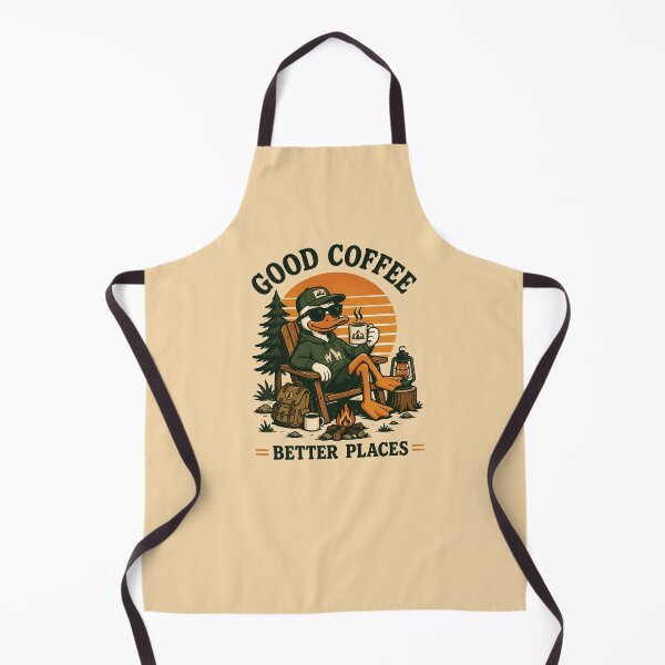 Item preview, Relaxing Adventurous Duck Camping with Coffee - Retro Style Illustration designed and sold by For Glory.
