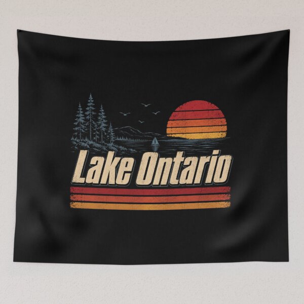 Artikelvorschau, Ontariosee, Retro-Sonnenuntergang an den Großen Seen entworfen und verkauft von KrushnaChandra.