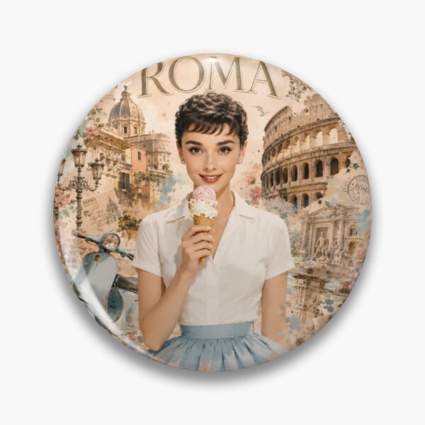 Artikelvorschau, Audrey Hepburn Rom Oversized T-Shirt, Vintage-Italienische Mode & Klassisches Kino Reise-Collage entworfen und verkauft von DigiArt8Design.