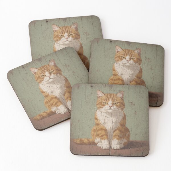 Item preview, Skeptical Ginger Cat Folk Art designed and sold by PictorialWhimsy.