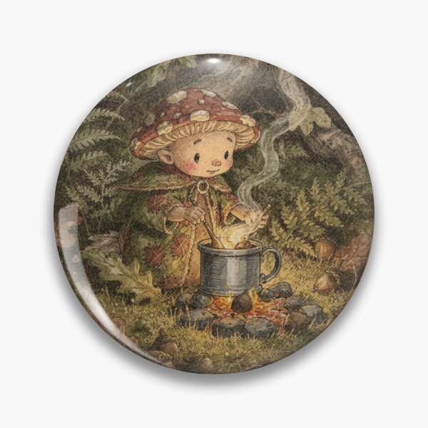 Item preview, Mushroom Sprite Brewmaster Folk Art designed and sold by PictorialWhimsy.