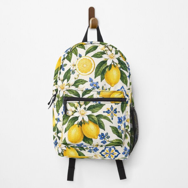 Item preview, Lemon Blossom Mediterranean Pattern – Blue & Yellow Citrus Floral designed and sold by RJACreative.