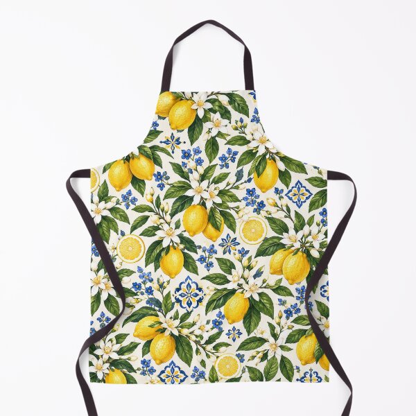 Item preview, Lemon Blossom Mediterranean Pattern – Blue & Yellow Citrus Floral designed and sold by RJACreative.