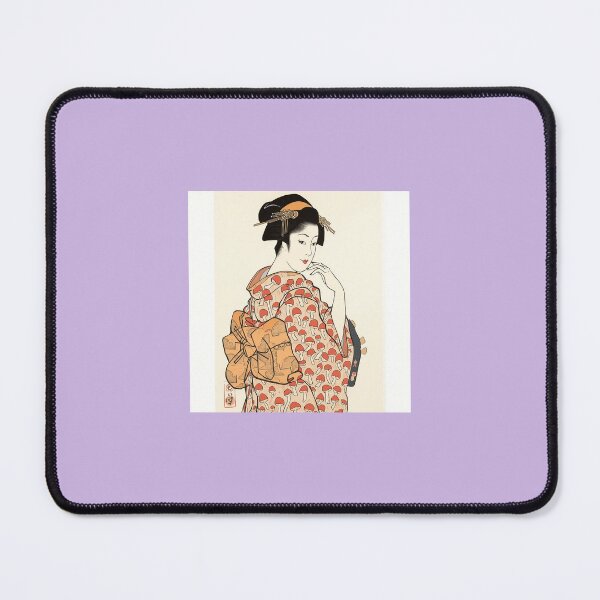 Item preview, Oiran in Mushroom Pattern Kimono — Ukiyo-e Style Art designed and sold by derideriworks.
