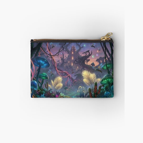 Item preview, Bioluminescent Psychedelic Alien Jungle Temple Night Scene designed and sold by KreatoLab.
