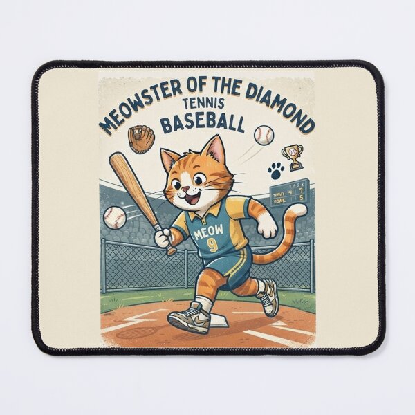 Item preview, Meowster of the Diamond Baseball Cat designed and sold by PetalsPaws.