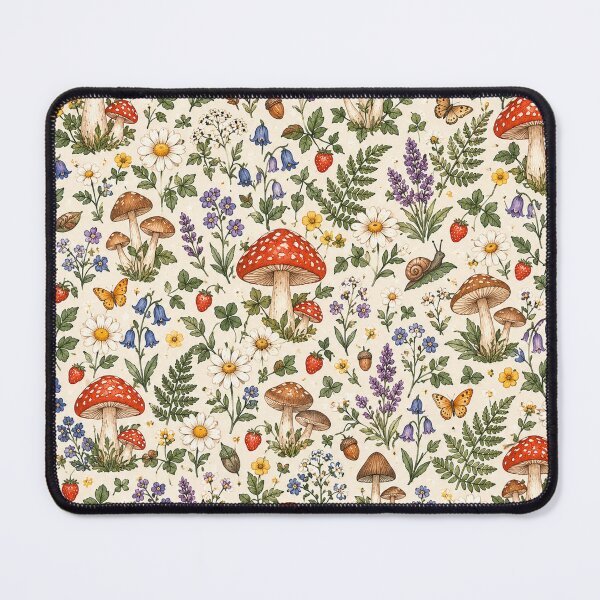 Item preview, Mushroom & Wildflower Cottagecore Pattern – Woodland Botanical designed and sold by RJACreative.