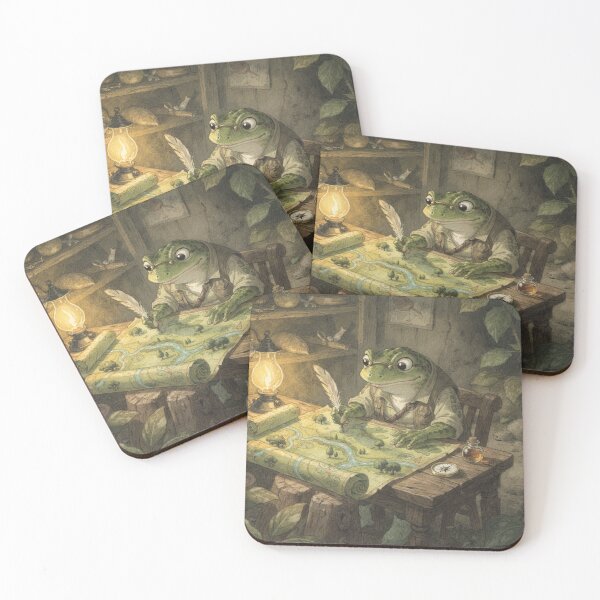 Item preview, Frog Cartographer Cottagecore Art designed and sold by PictorialWhimsy.