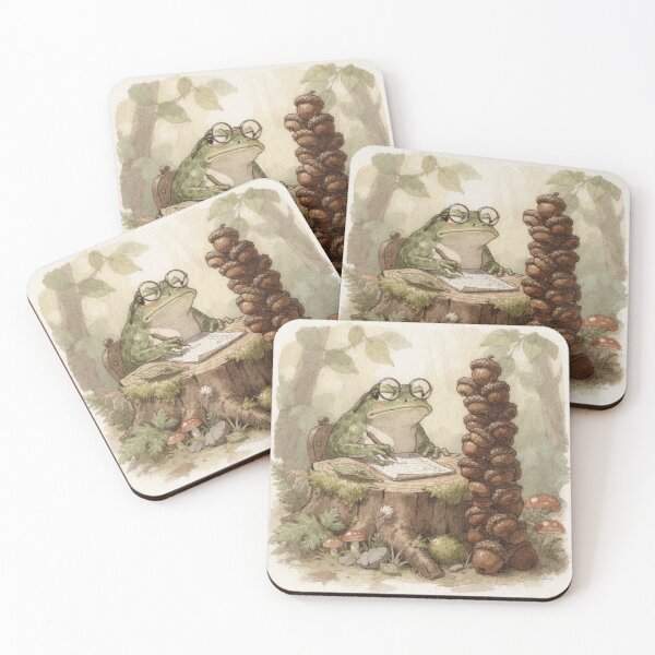 Item preview, Frog Accountant Cottagecore Art designed and sold by PictorialWhimsy.