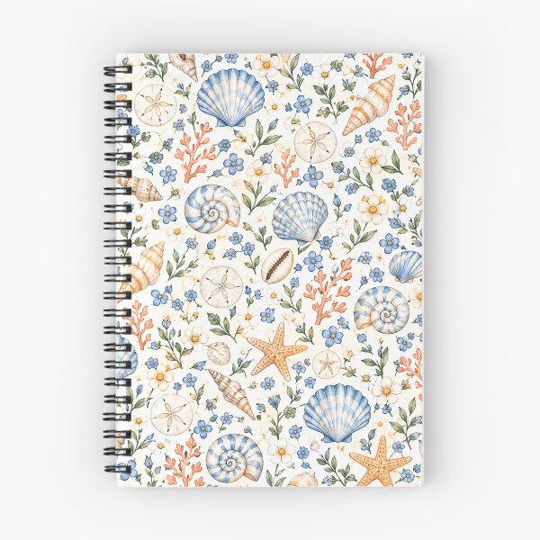 Item preview, Coastal Shells & Tiny Flowers Pattern – Beach Botanical Nautical designed and sold by RJACreative.