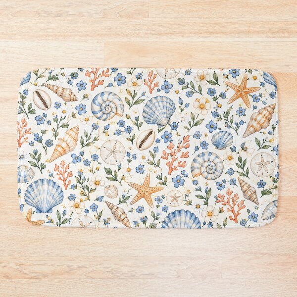 Item preview, Coastal Shells & Tiny Flowers Pattern – Beach Botanical Nautical designed and sold by RJACreative.