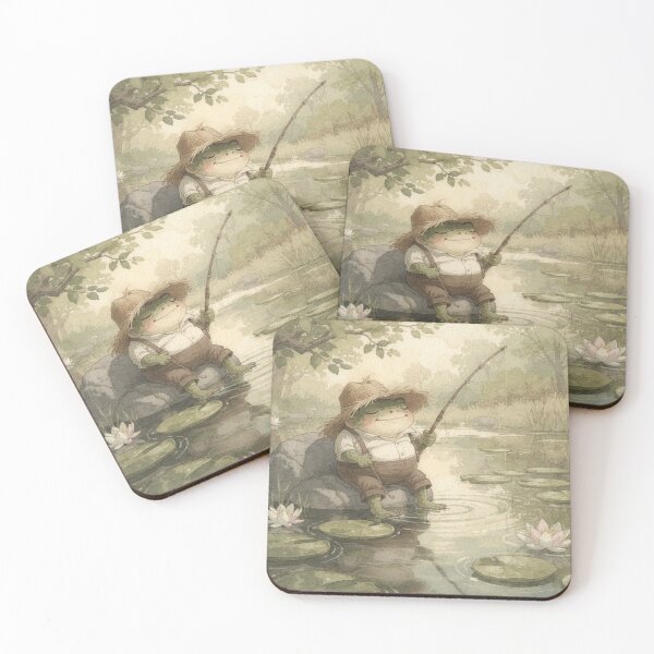 Item preview, Dozing Toad Fisherman Cottagecore Art designed and sold by PictorialWhimsy.