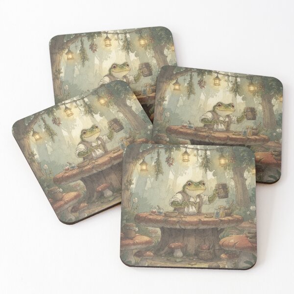 Item preview, Frog Innkeeper Cottagecore Art designed and sold by PictorialWhimsy.